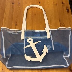NWT! Lolo Madison Mesh Tote in Blue with White Anchor